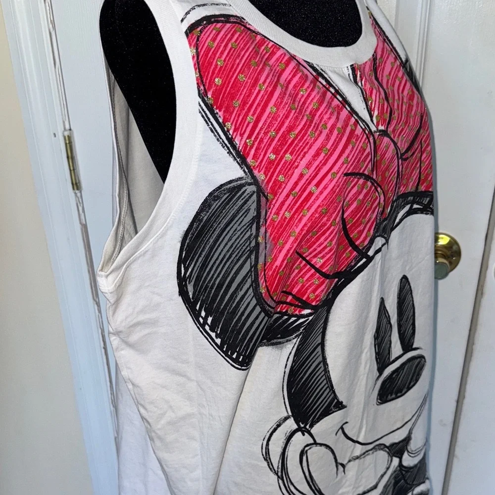 Disney White and Pink Minnie Mouse Muscle Tee - Picture 3 of 14